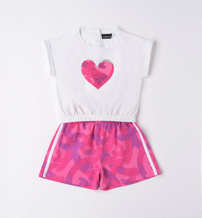 Girl's outfit with short T-shirt and shorts WHITE