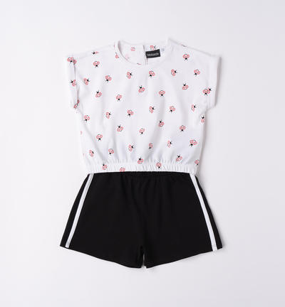 Girl's outfit with short T-shirt and shorts WHITE