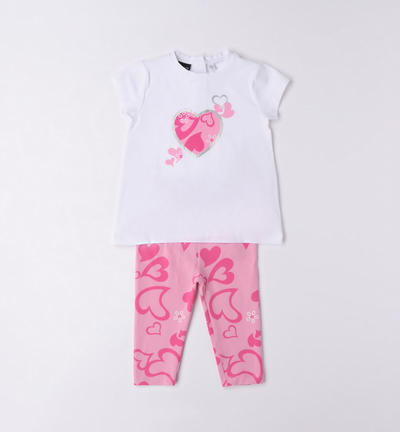 Girl's heart design outfit WHITE