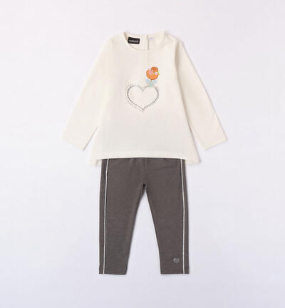 Girls' glitter heart set CREAM