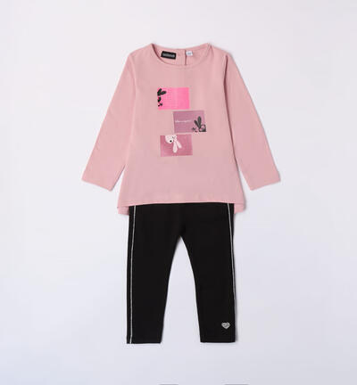 Completo due pezzi maglietta e leggings ROSA