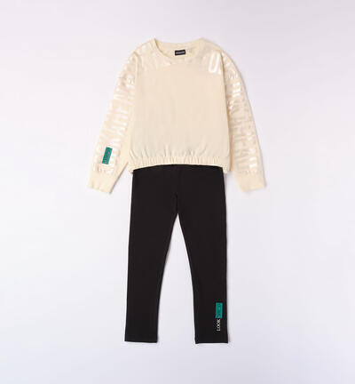 Girls' cotton outfit BEIGE