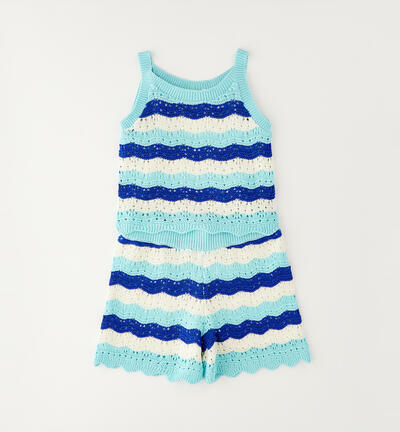 Completo ragazza 100% cotone AZZURRO