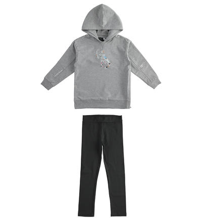 Completo ragazza felpa e leggings GRIGIO