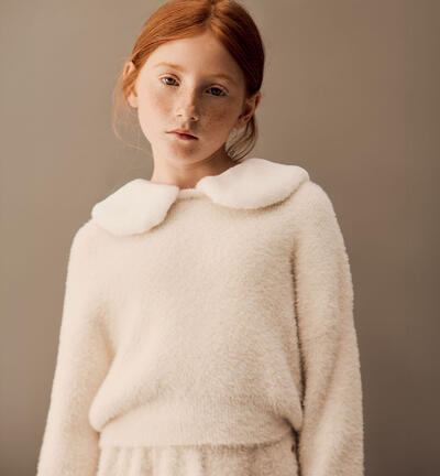 Completo ragazza in tricot PANNA