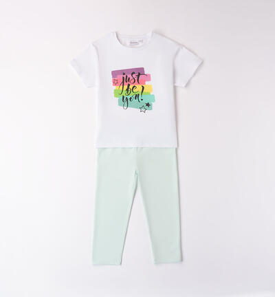 Girls' outfit with leggings and T-shirt GREEN
