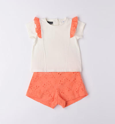 Girl's broderie anglaise dress ORANGE