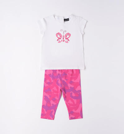 Girl's T-shirt and leggings outfit WHITE