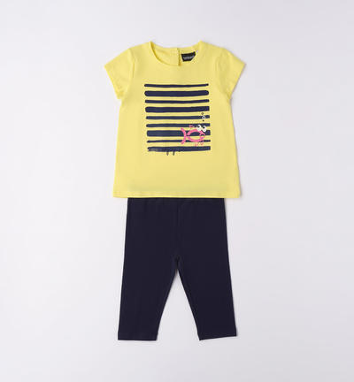 Girl's T-shirt and leggings outfit YELLOW