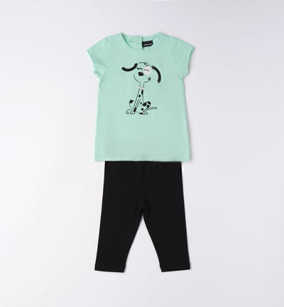 Girl's T-shirt and leggings outfit GREEN