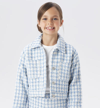 Elegante giacca chek ragazza BLU