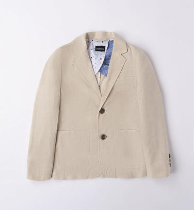 Boys' elegant jacket with pin BEIGE