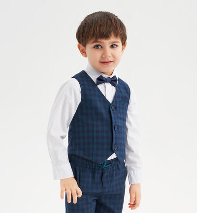 Boys' elegant checked waistcoat GREEN