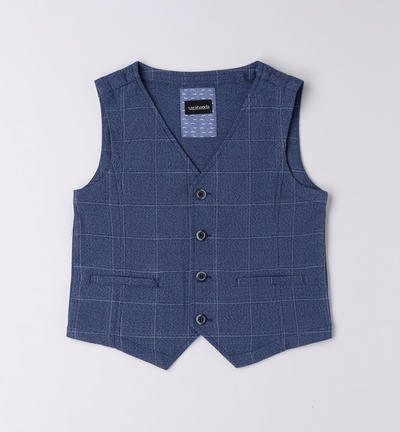 Boys' elegant checked gilet BLUE