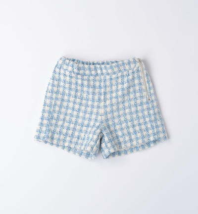 Elegante pantalone check ragazza BLU