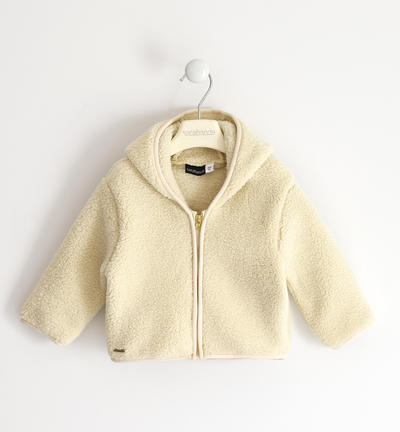 Felpa bambina con cappuccio ed orecchie BEIGE