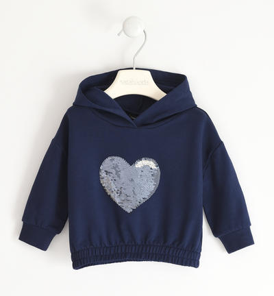 Girl's sweatshirt with sequin heart BLUE