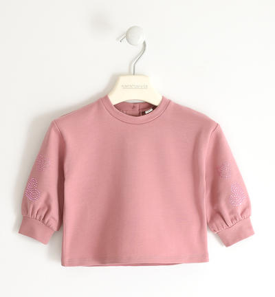 Girl's sweatshirt with rhinestone hearts PINK