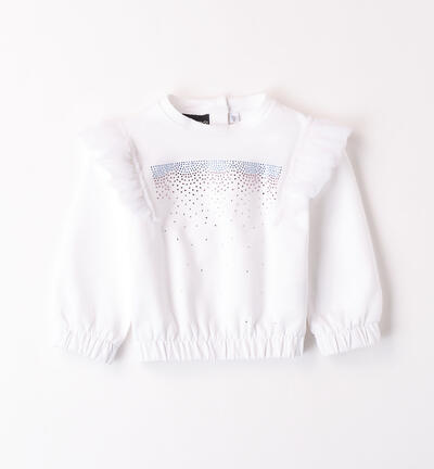 Girls' sweatshirt with elastic WHITE