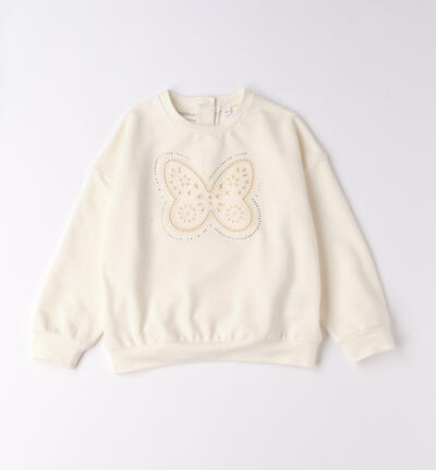 Girls' sweatshirt with butterfly CREAM