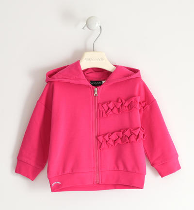 Girl's sweatshirt with frills FUCHSIA