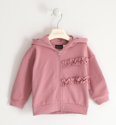Girl's sweatshirt with frills PINK