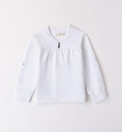 Girls' zip-up sweatshirt WHITE