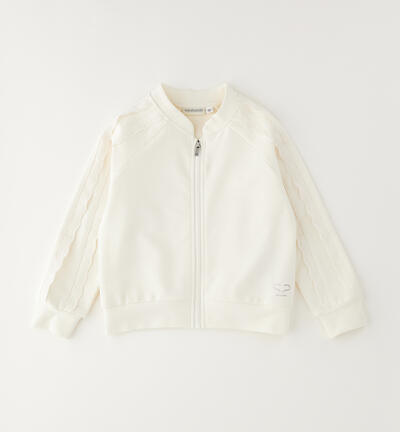 Girls' zip-up sweatshirt CREAM