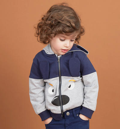 Boy's sweatshirt with little dog GREY