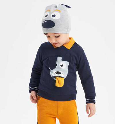Boy's sweatshirt with little dog print BLUE
