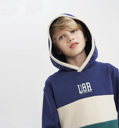 Boys' colour block sweatshirt BLUE