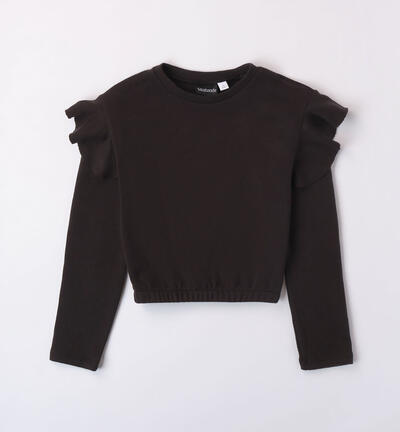 Girls' sweatshirt with ruffles BLACK