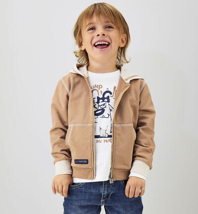 Full-zip sweatshirt for Kids' BROWN