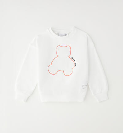 Girls' crewneck sweatshirt WHITE