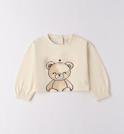 Girl's crew-neck sweatshirt CREAM