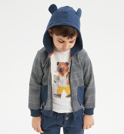 Boys' houndstooth sweatshirt BLUE