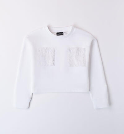 Girls' sweatshirt with pockets WHITE