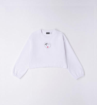 Girl's heart design sweatshirt WHITE