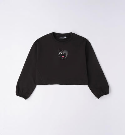Girl's heart design sweatshirt BLACK