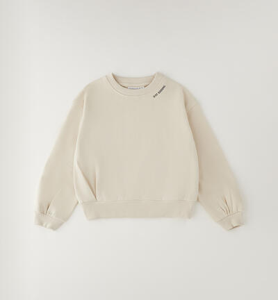 Felpa ragazza in cotone BEIGE