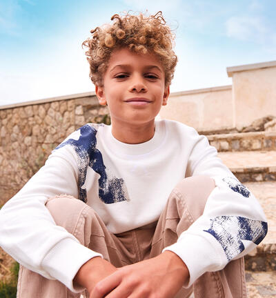 Boy's cotton sweatshirt CREAM