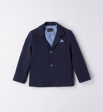 Boys' fleece jacket with pocket square BLUE