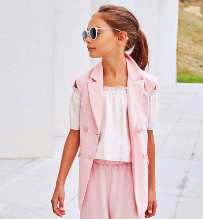 Giacca smanicata ragazza ROSA