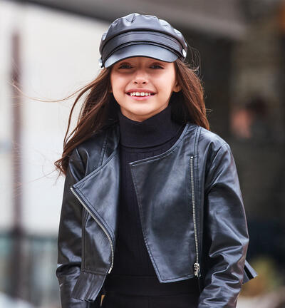 Girls' biker jacket BLACK