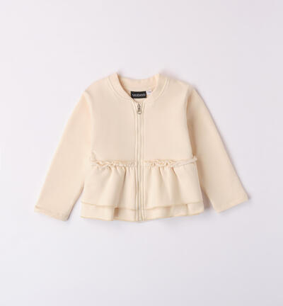 Girls' sweatshirt jacket BEIGE