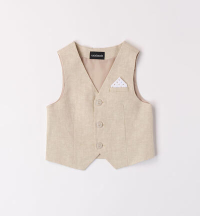 Boys' formal waistcoat BEIGE