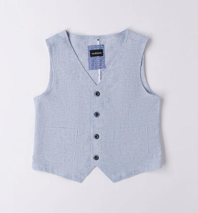 Boys' elegant linen waistcoat BLUE