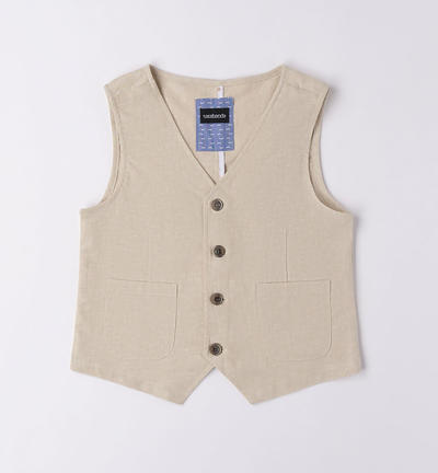 Boys' elegant linen waistcoat BEIGE