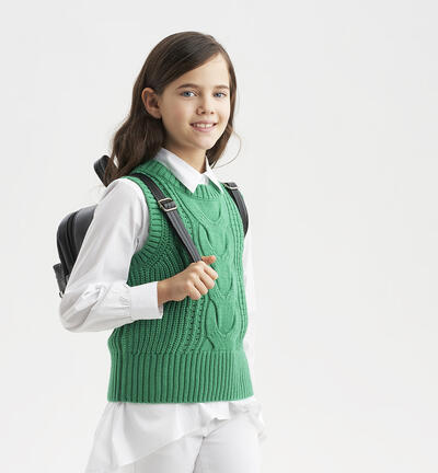 Girls' knit waistcoat GREEN