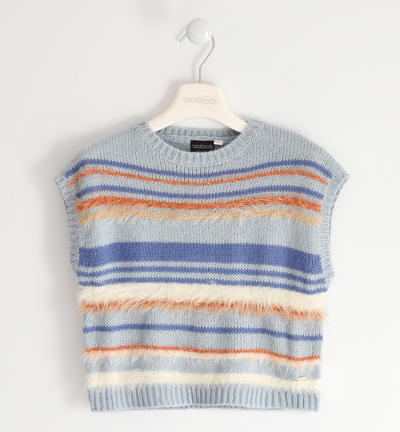 Gilet ragazza in tricot AZZURRO